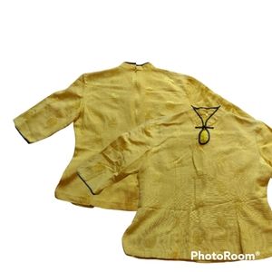 Unique Vintage Cheongsam Traditional style yellow blouse